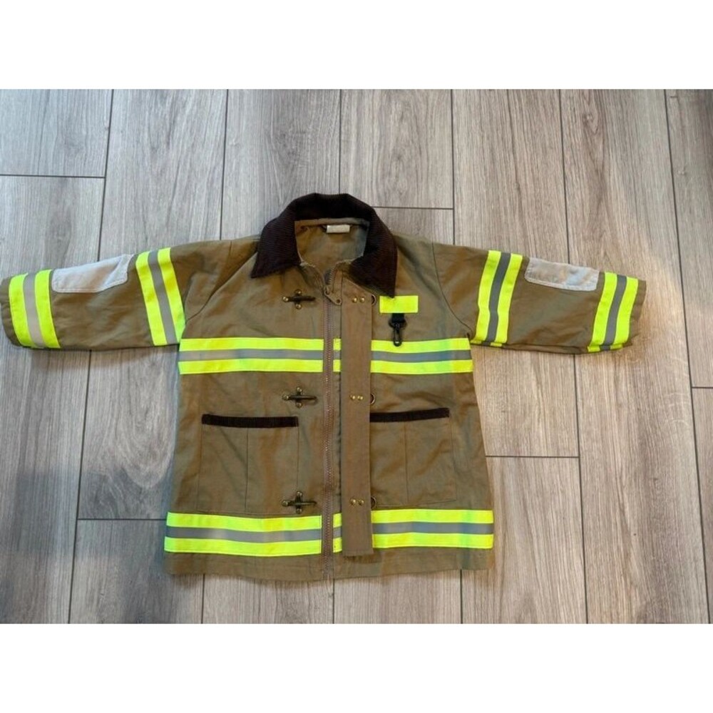 Teetot Kid Firefighter Fireman Costume Jacket Tan High Vis Reflective kids 3T-6T